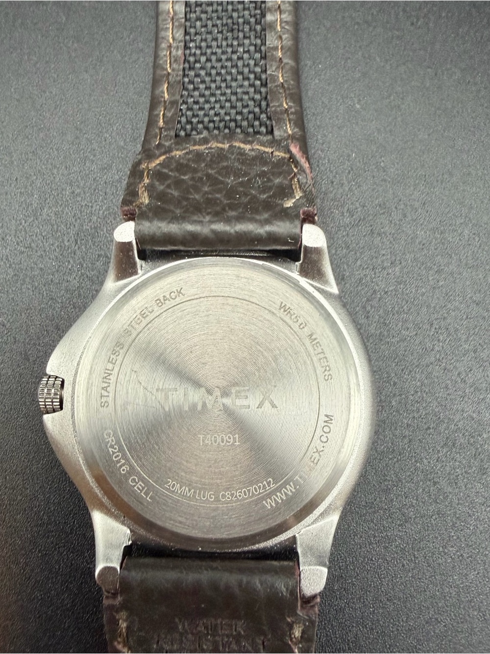 Timex Expedition Watch CR2016 cell T40091 Indiglo Leather #W05 - Picture 8 of 13